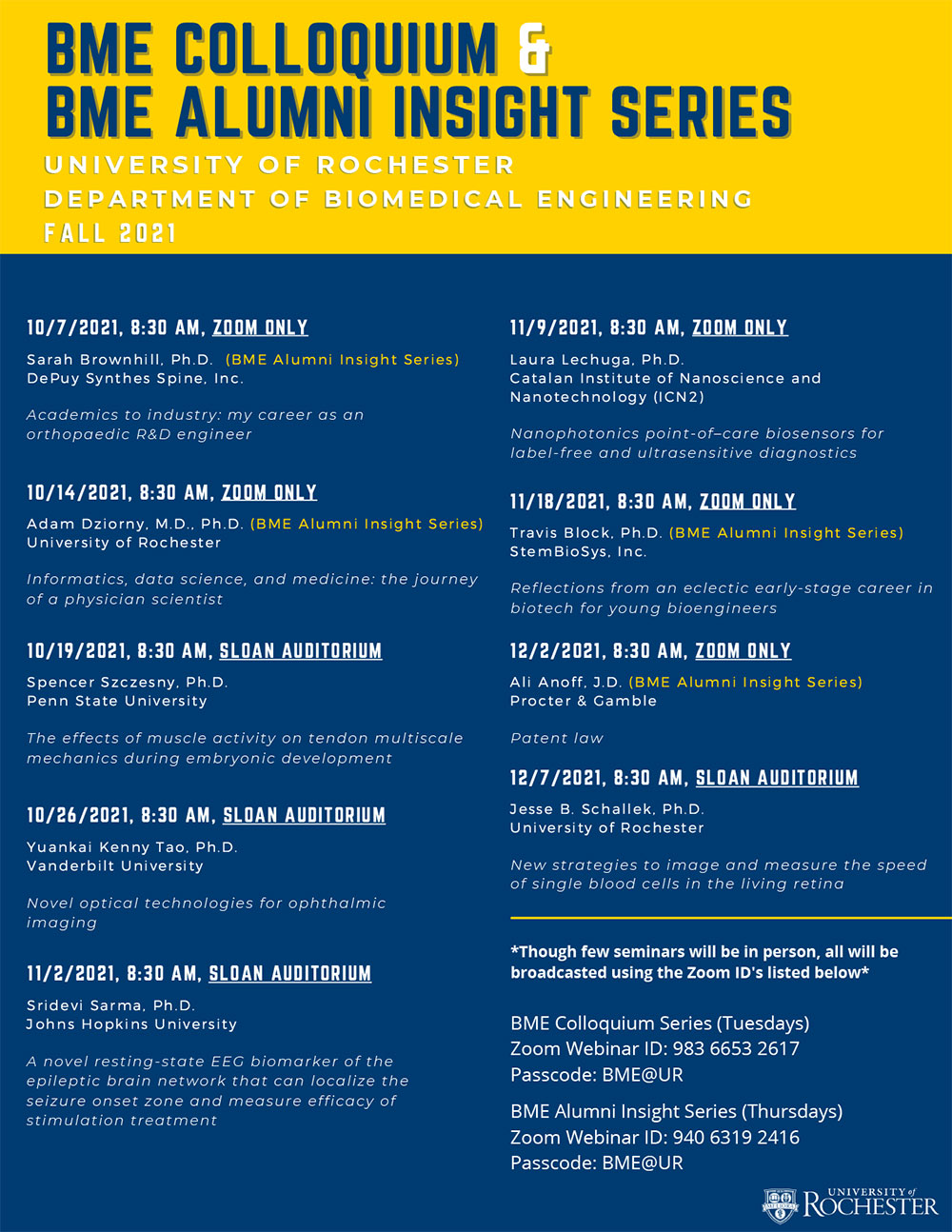 The poster for the seminar series.