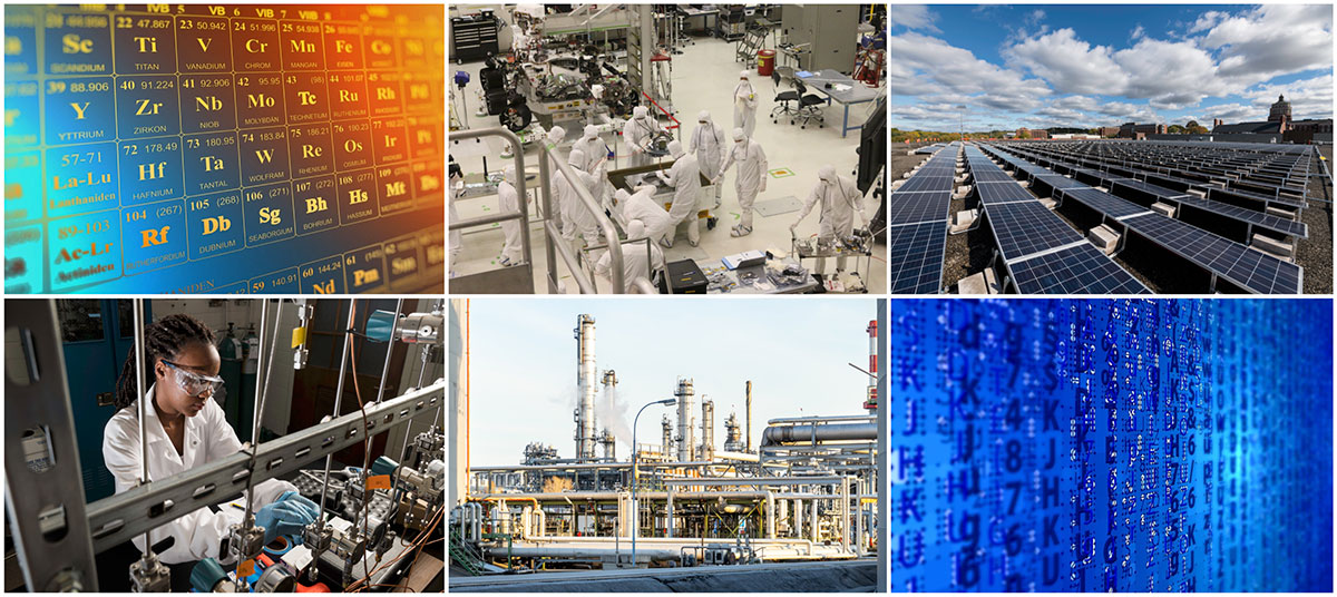 A collage of images pertaining to chemical engineering.