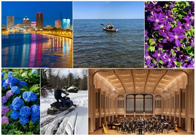 A photo collage of areas in Rochester, NY.