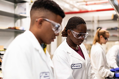 Students working in a lab.