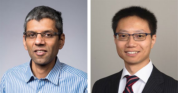Professors smiling for camera in professional headshot