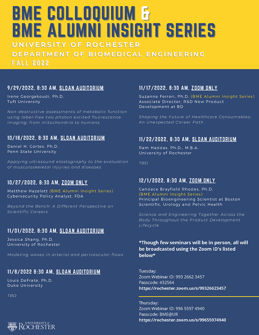 Seminars : News & Events : Department of Biomedical Engineering :  University of Rochester