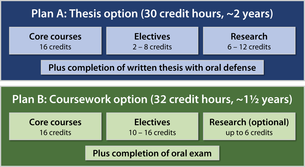 A graphic outlining the MS degree requirements.