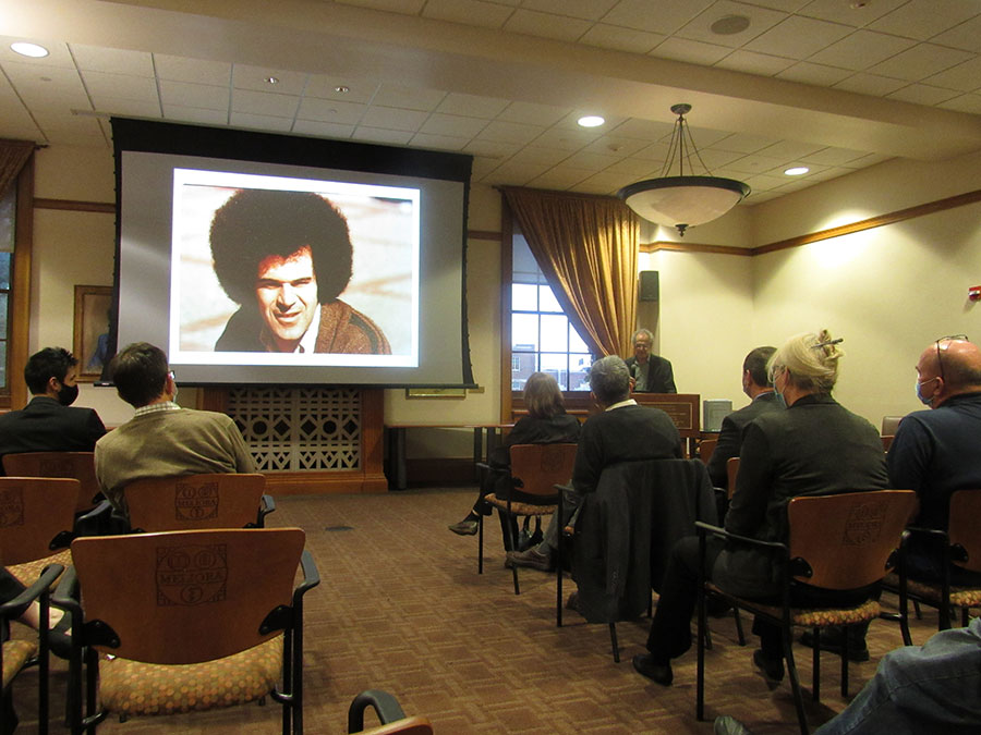 Colleagues and students gathered in the Hawkins Carlson Room of Rush Rhees Library on November 17, 2021, to pay tribute to Jacob Jorne, professor of chemical engineering, and hear him reflect on his career.