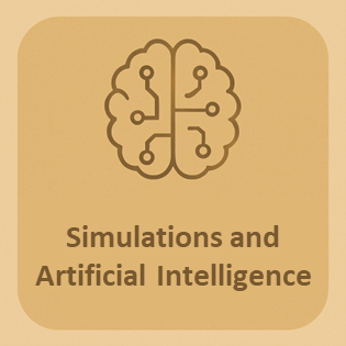 Simulations and Artificial Intelligence written below an icon of a brain.