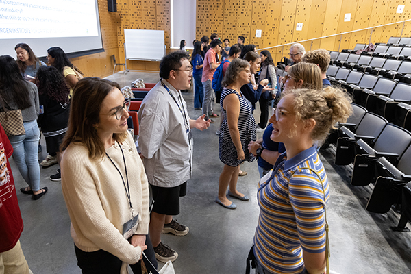 A group of attendees networking.