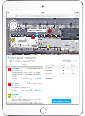 ipad app showing information about a restaurant