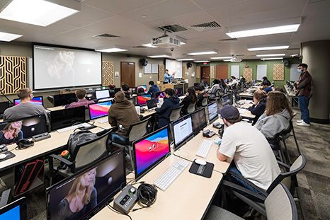 A class in a computer lab.