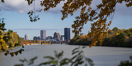 A view of downtown Rochester from the Genesee River.