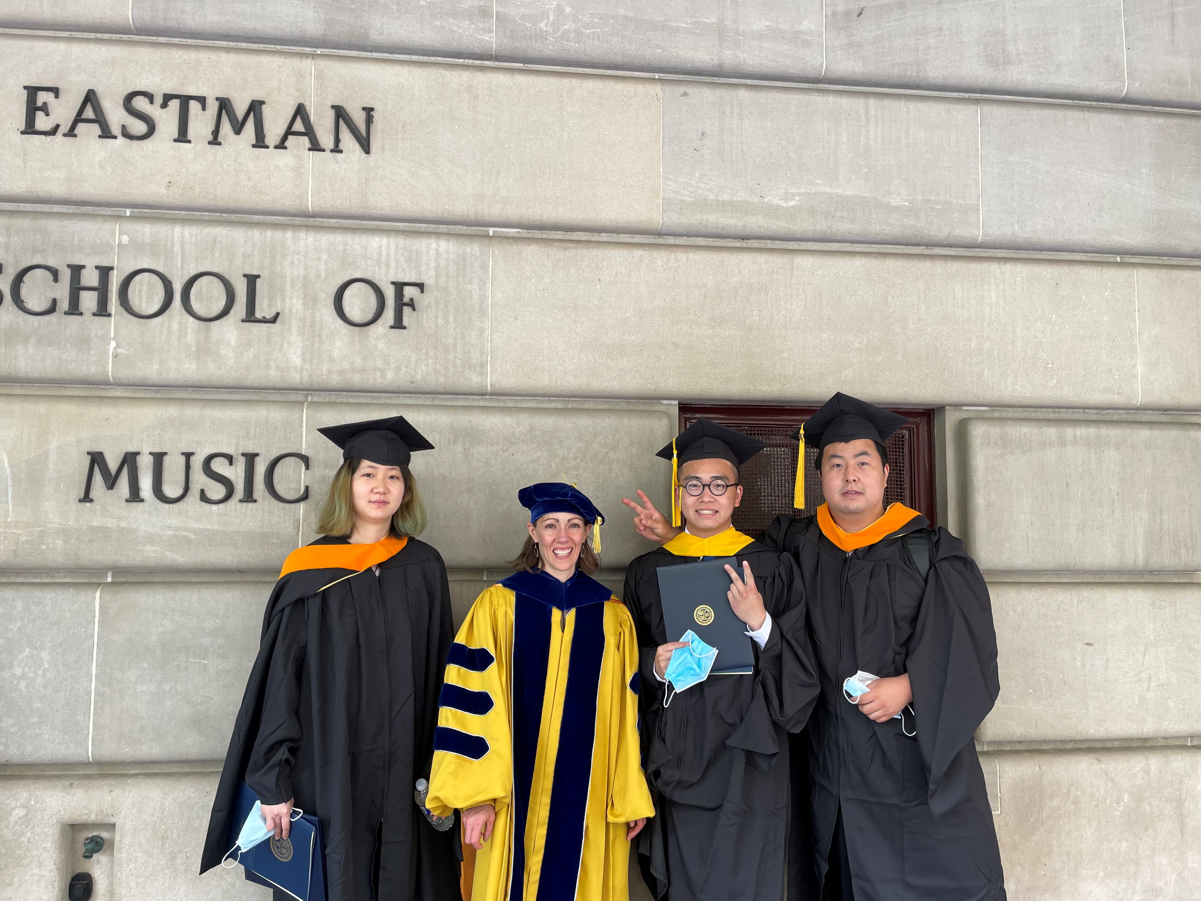 Students and Professor Benoit after 2021 MS Commencement