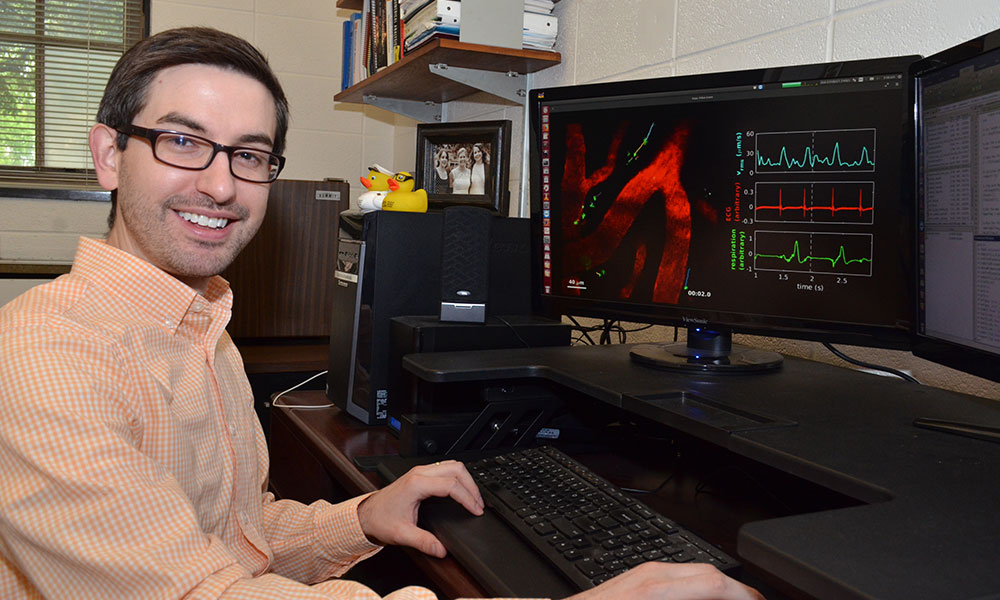 Jeff Tithoff working at his computer.