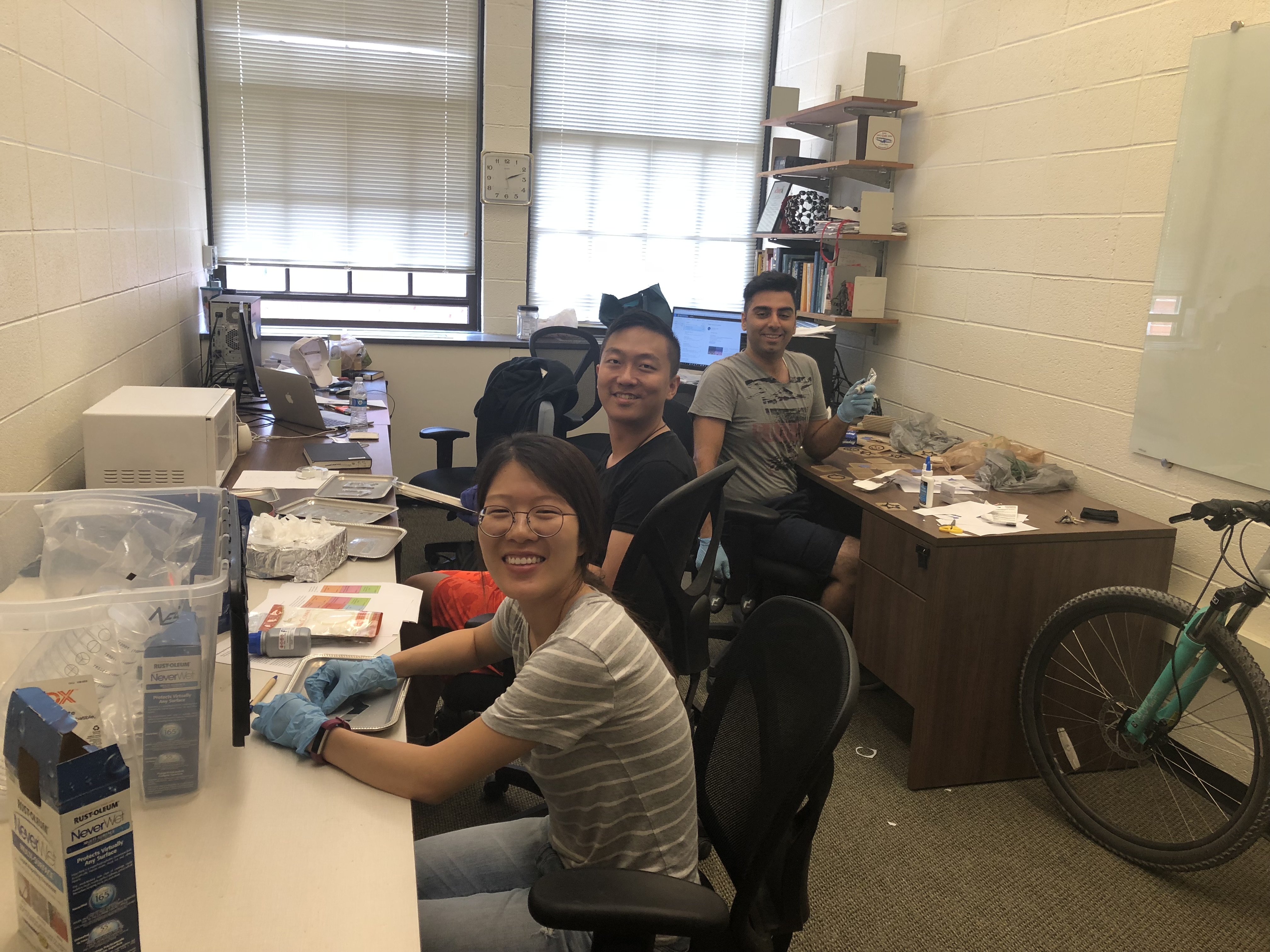 Students working in an office.