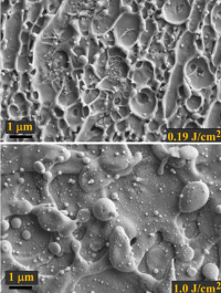Electron microscope images of a metal surface