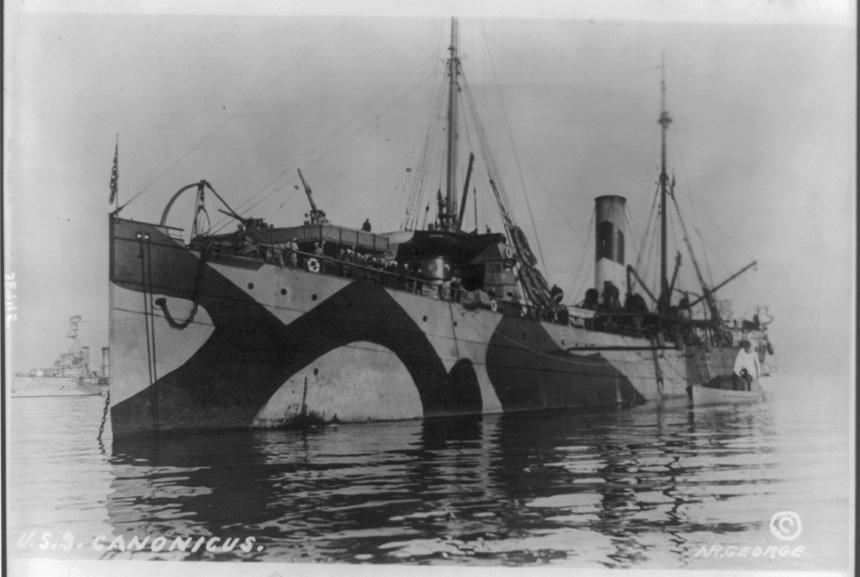 camouflage on ship circa 1920