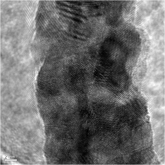 HRTEM  of PtFe3 Solid Nanowires