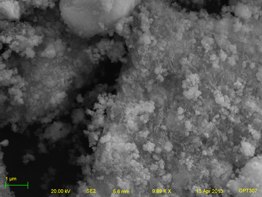 Secondary electron micrograph of A001-1B 10kx