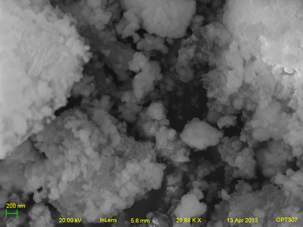 Secondary electron micrograph A001-1B 20kx