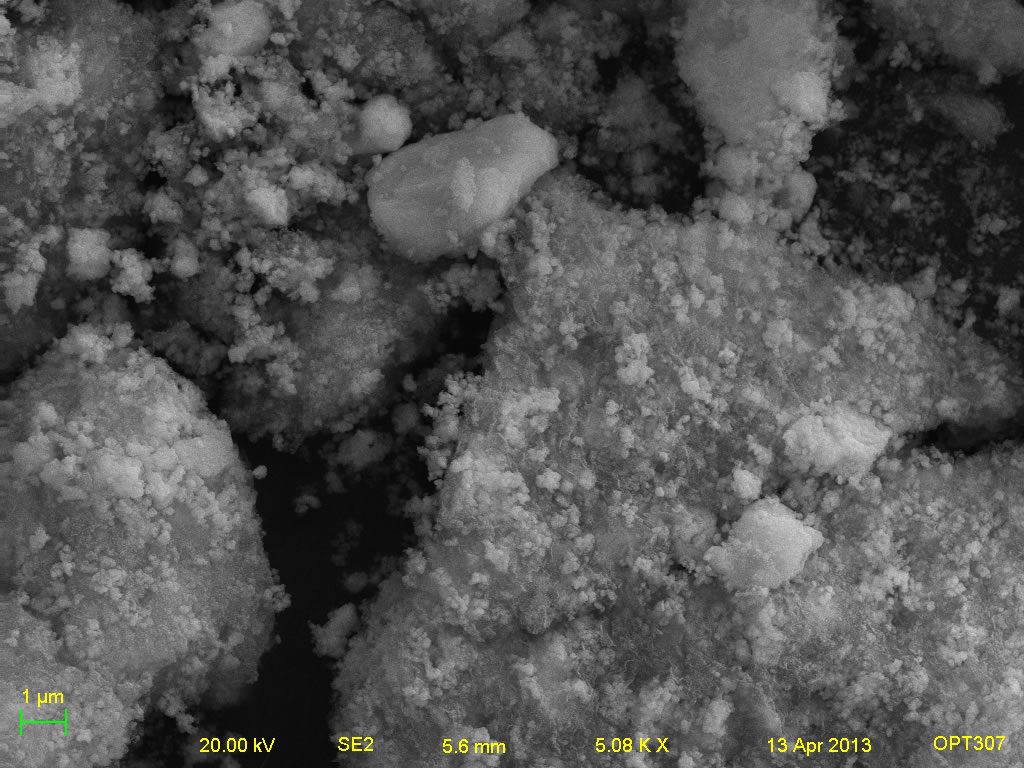 Secondary electron micrograph of A001-1B 5kx