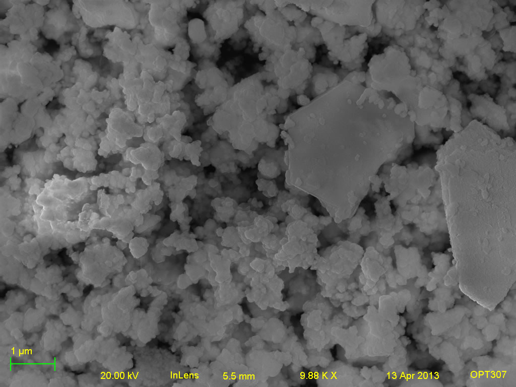 Secondary electron micrograph of A001-1C 10kx