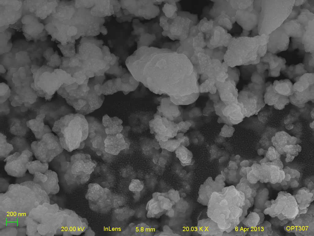 Secondary electron micrograph of A001-6B 20kx