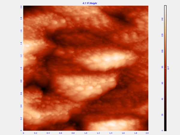 post-etched meteorite, 2um 2D AFM