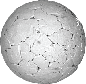 scanning electron image of an industrially produced particle