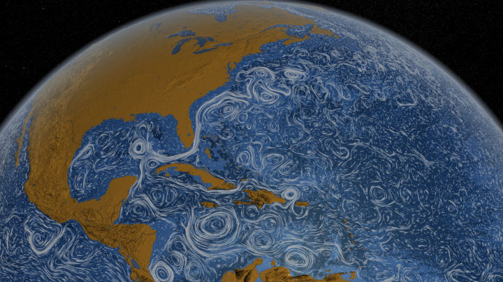 Ocean surface currents around the world during the period from June 2005 through Decmeber 2007