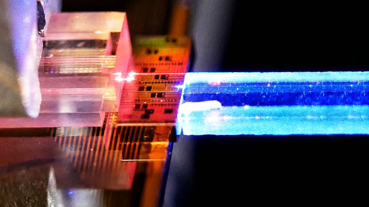 Close-up of the technology that makes the Rochester Quantum Network possible.