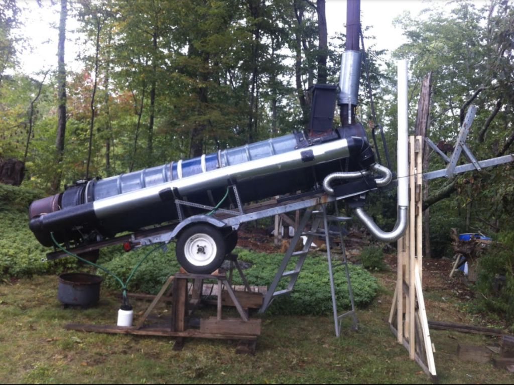 Side view of CHIP, the current system used to produce biochar.