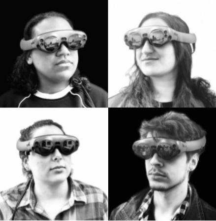 Black and white composite of group members wearing Magic Leap headsets.