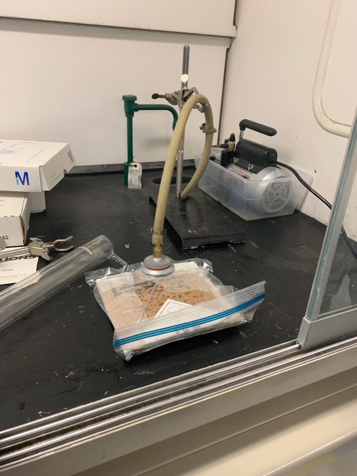 Early stage of curing composite with a vacuum bagging method 