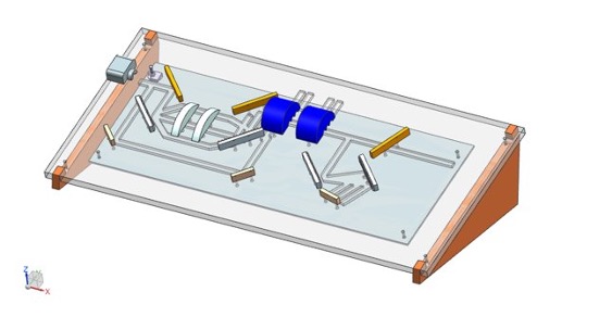 The display uses 3D printed components and LED lights to represent CPA process.