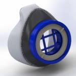 Assembled mask rendering with cushion, shell, and filter assembly.