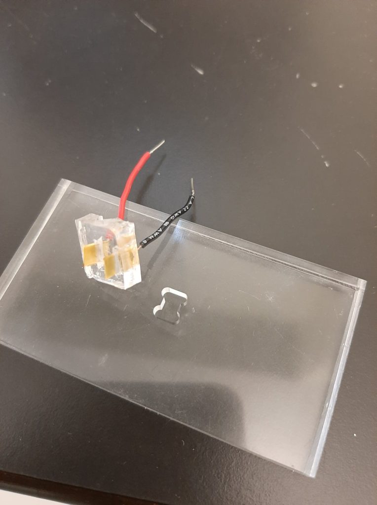 Prototype of blood chamber with the chamber visible