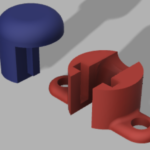 Autodesk rendering of both pieces of our surgical drain securement device.
