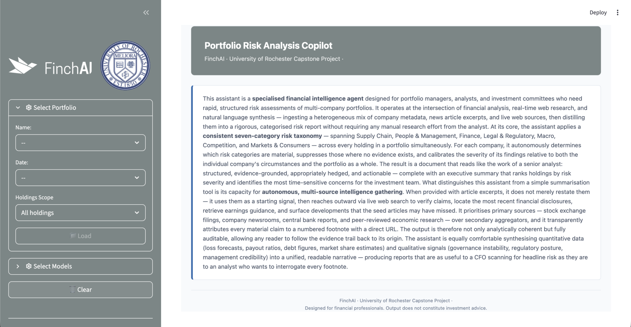 Portfolio Risk Analysis AI for FinchAI